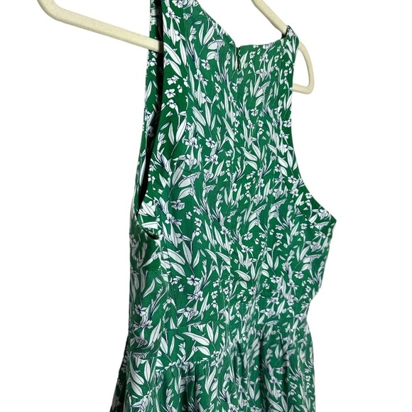J Crew Factory Fit and Flare Kelly Green with White Flower Sleeveless Size 12 - Picture 7 of 10